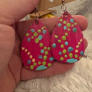 Dot Wooden Handmade Earrings